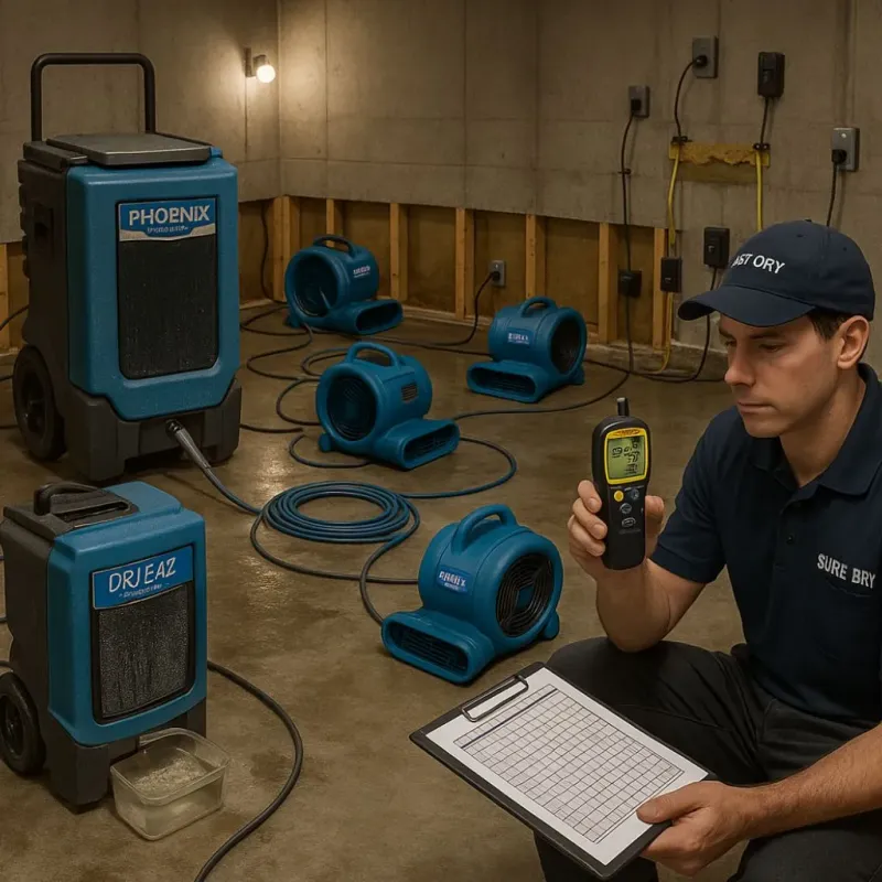 Structural Drying and Dehumidification process in Dodgeville, WI